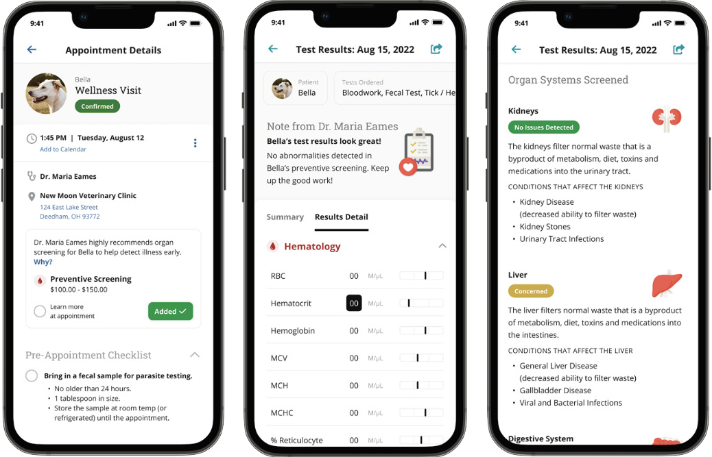 Helpful content about the value of preventive testing was provided prior to the appointment, giving an opportunity to opt-in without a surprise cost.